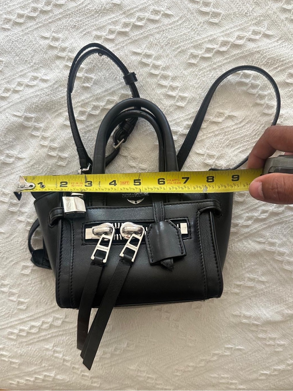 Zadig & Voltaire Black Mini Leather Satchel with Silver Hardware - Picture 6 of 9